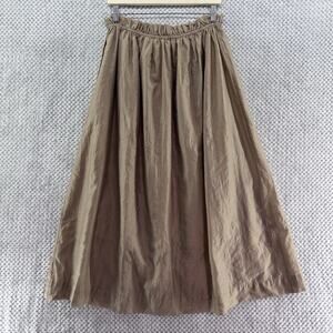 J CREW Skirt Women M Camel Brown Lyocell Crinkle Gathered-Waist Midi Lined Lined